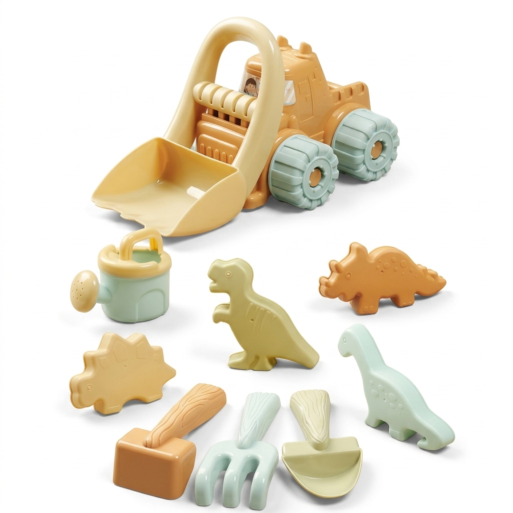 Kids' Sand Toy Set | Bulldozer & Dinosaur Molds