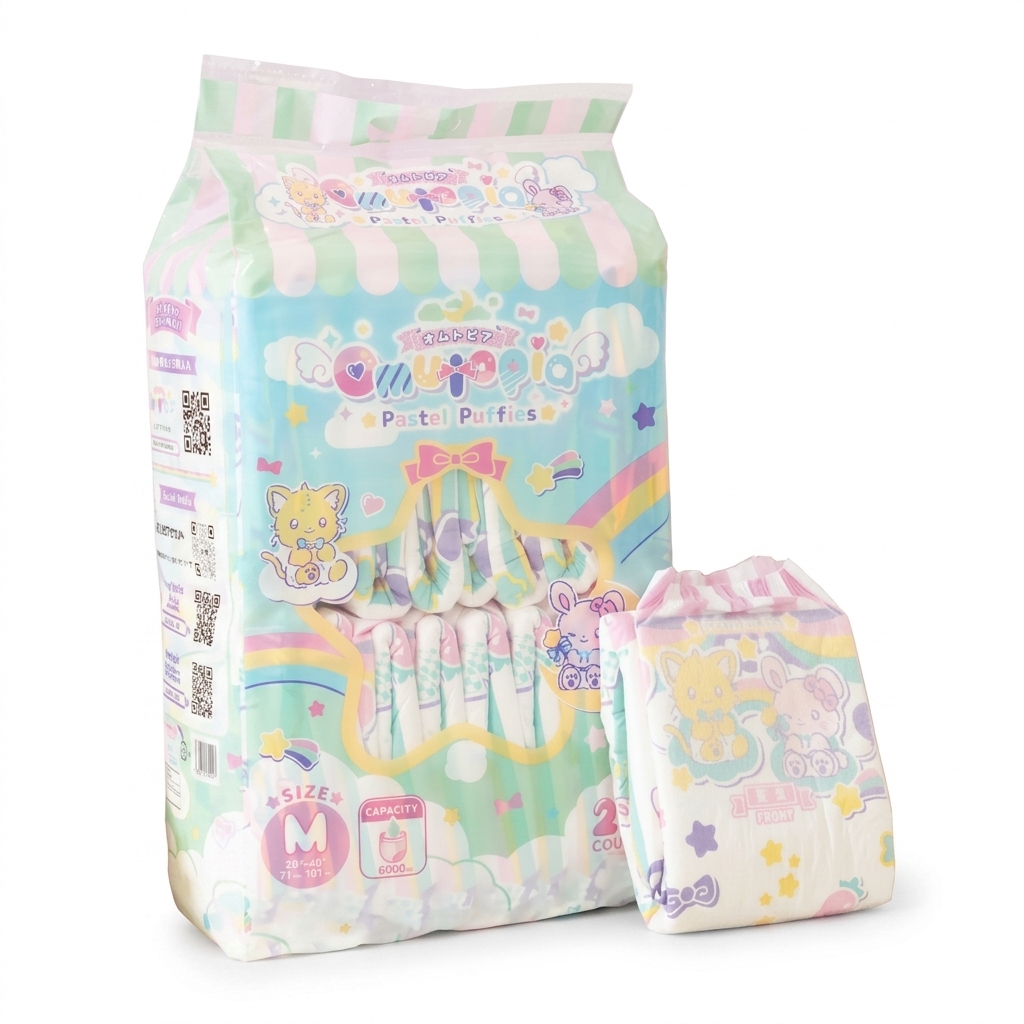 Omutopia Pastel Puffies Diapers M Size