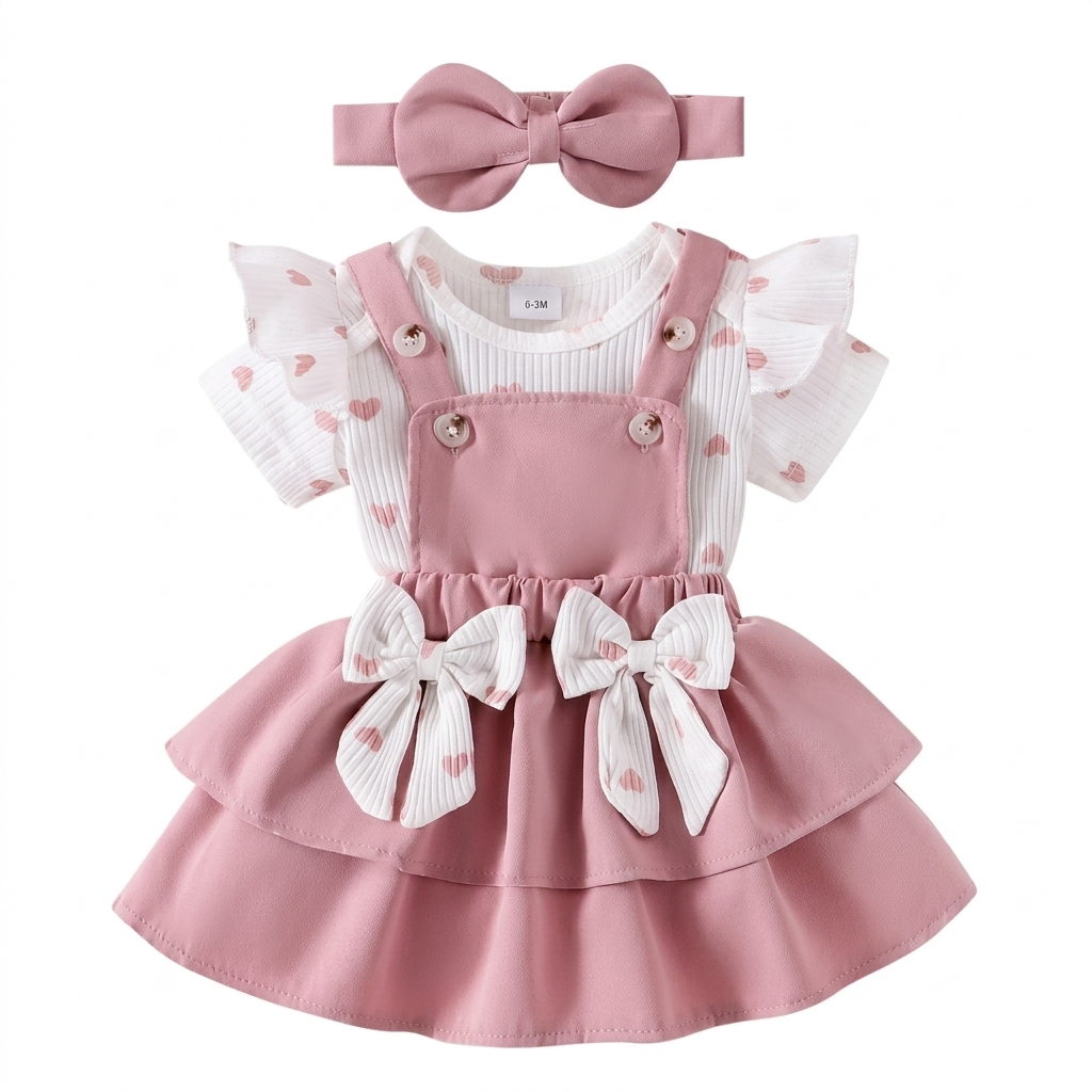 Baby Girl Pink Overall Dress Set