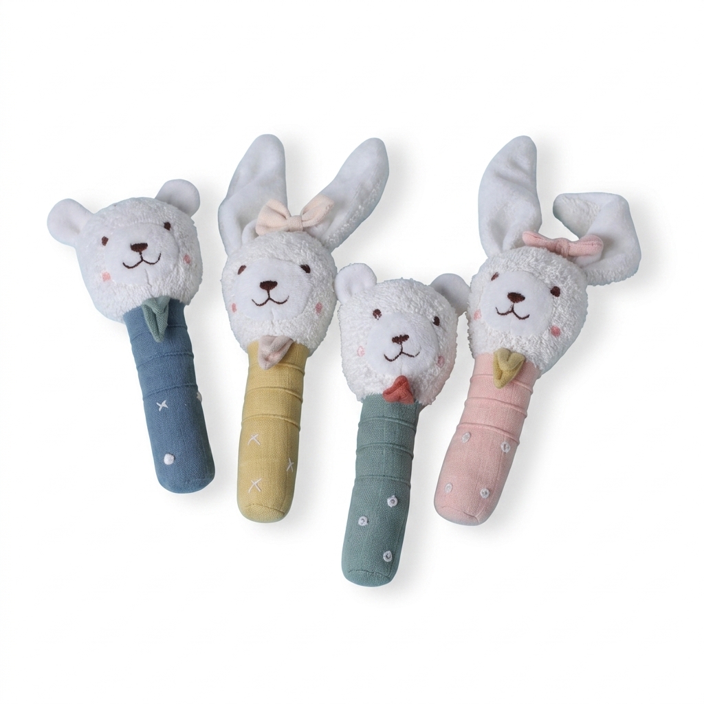 Cute Plush Animal Baby Rattles Set for Infants