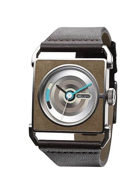 Modern Square Dial Analog Watch with Leather Strap