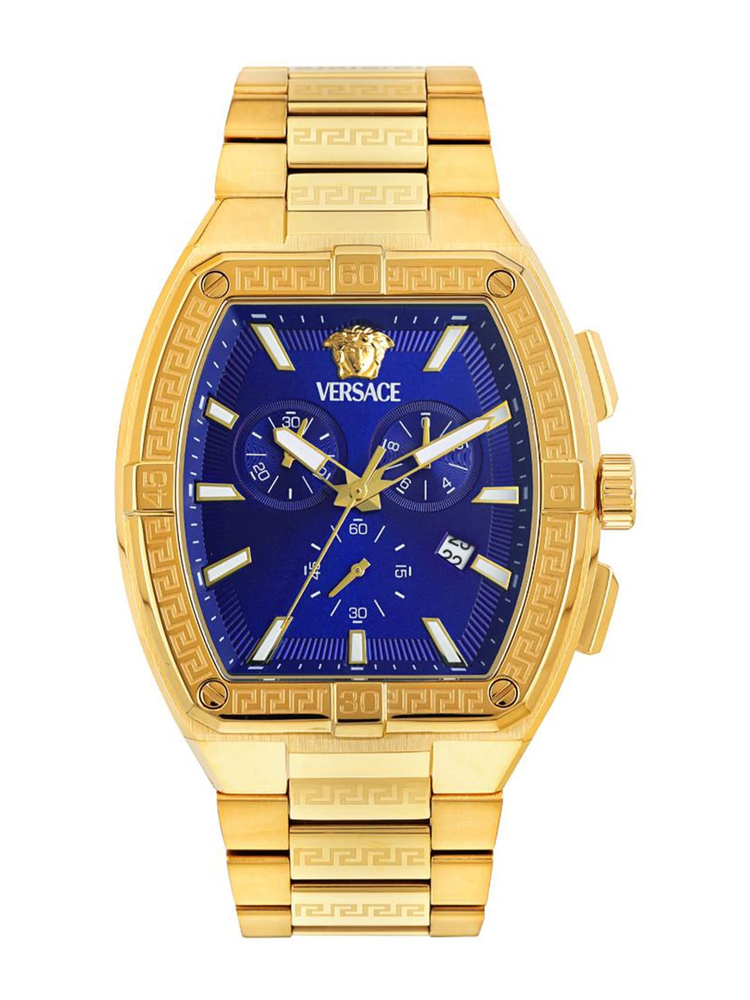 Versace Gold-Tone Chronograph Watch | Blue Dial
