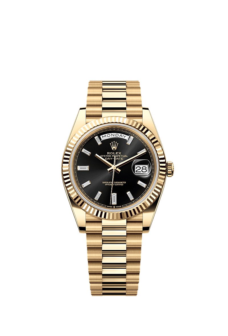 Rolex Day-Date 40 Yellow Gold Black Diamond Dial