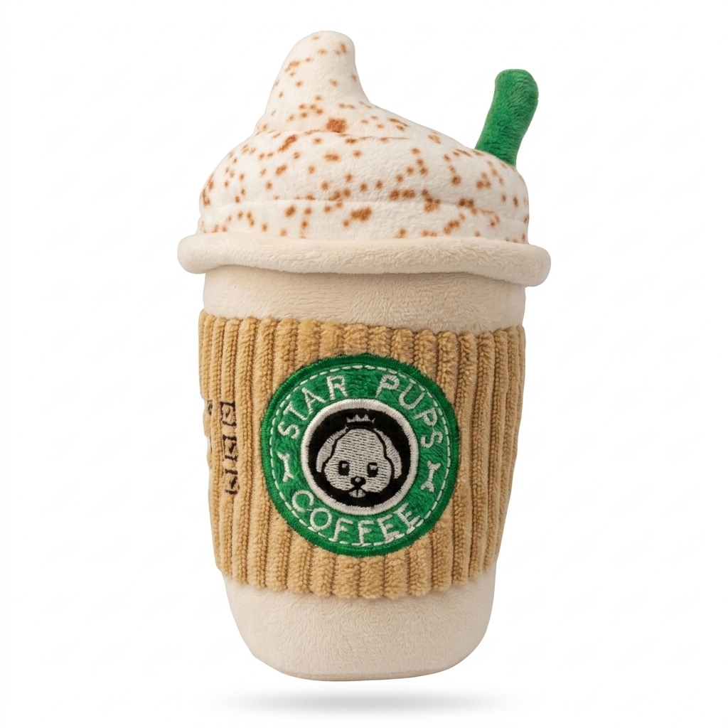 Star Pups Coffee Cup Plush Dog Toy for Dogs