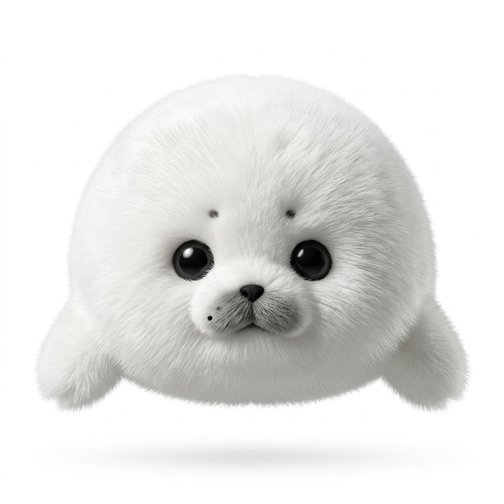 Adorable Fluffy White Seal Plush Toy