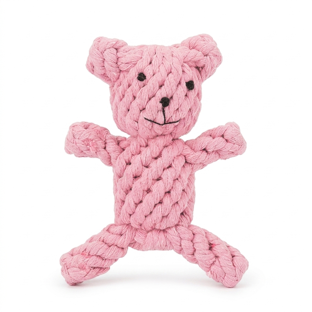Pink Rope Teddy Bear Dog Chew Toy | Durable Pet Toy