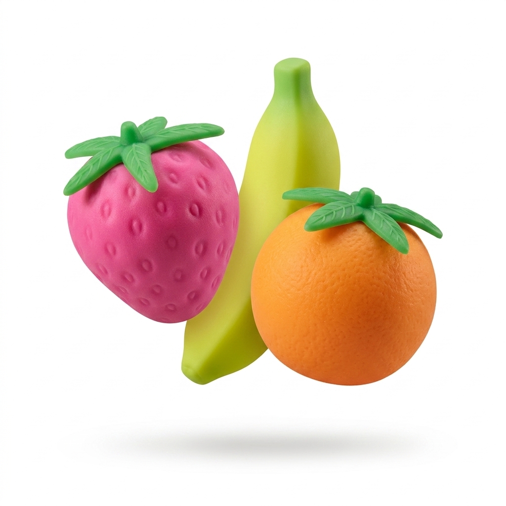 Fruit Shaped Eraser Set - Banana, Strawberry, Orange