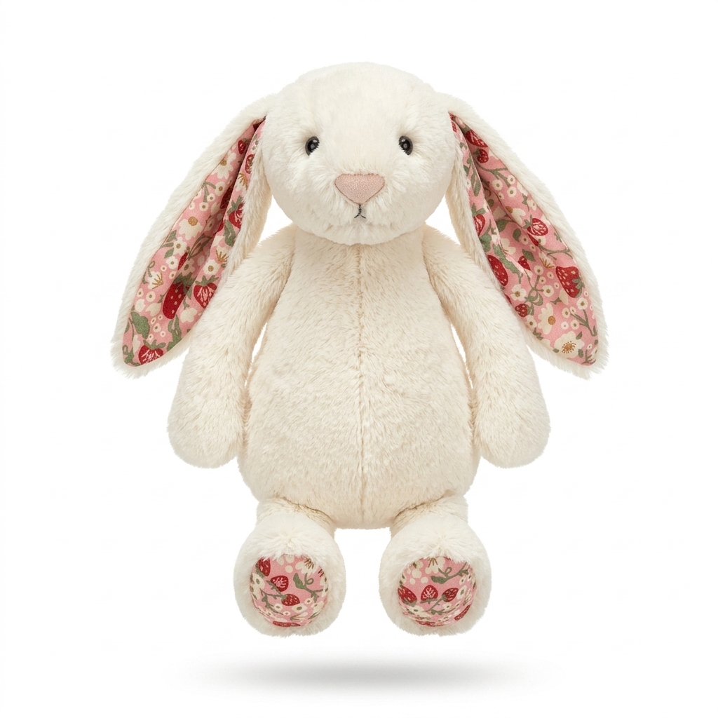 Strawberry Floral Bunny Plush Toy | Soft & Cuddly