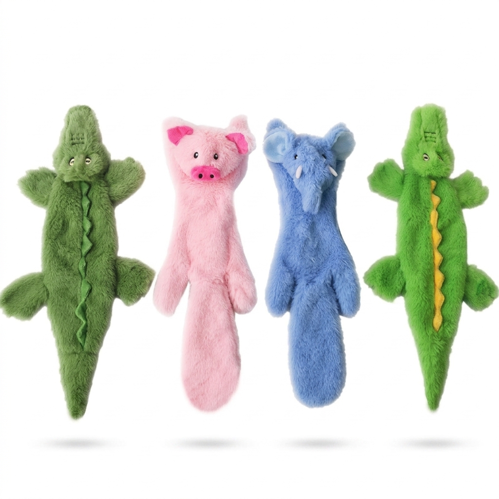 Assorted Plush Animal Squeaky Dog Toys Set