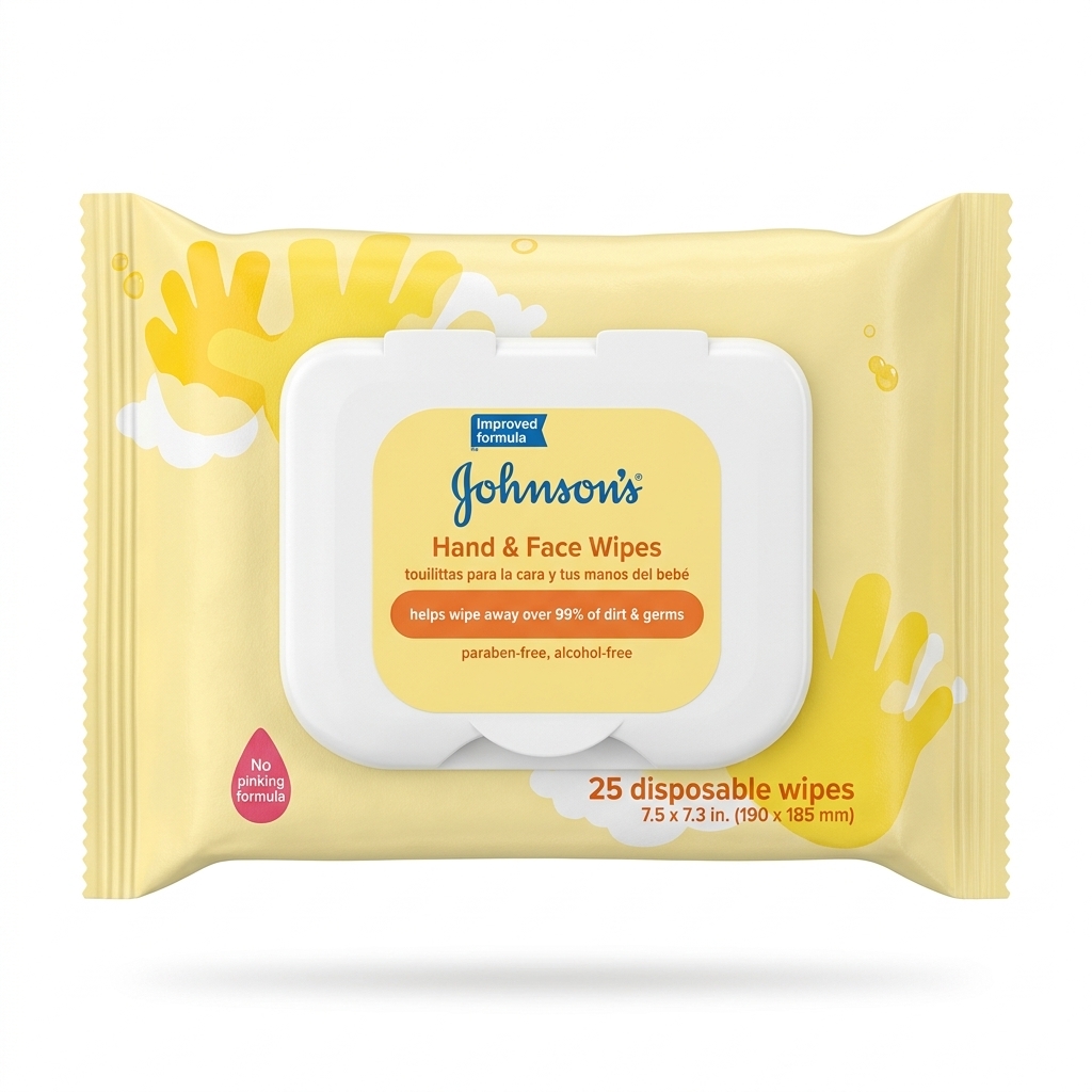 Johnson's Hand & Face Wipes, 25 Count
