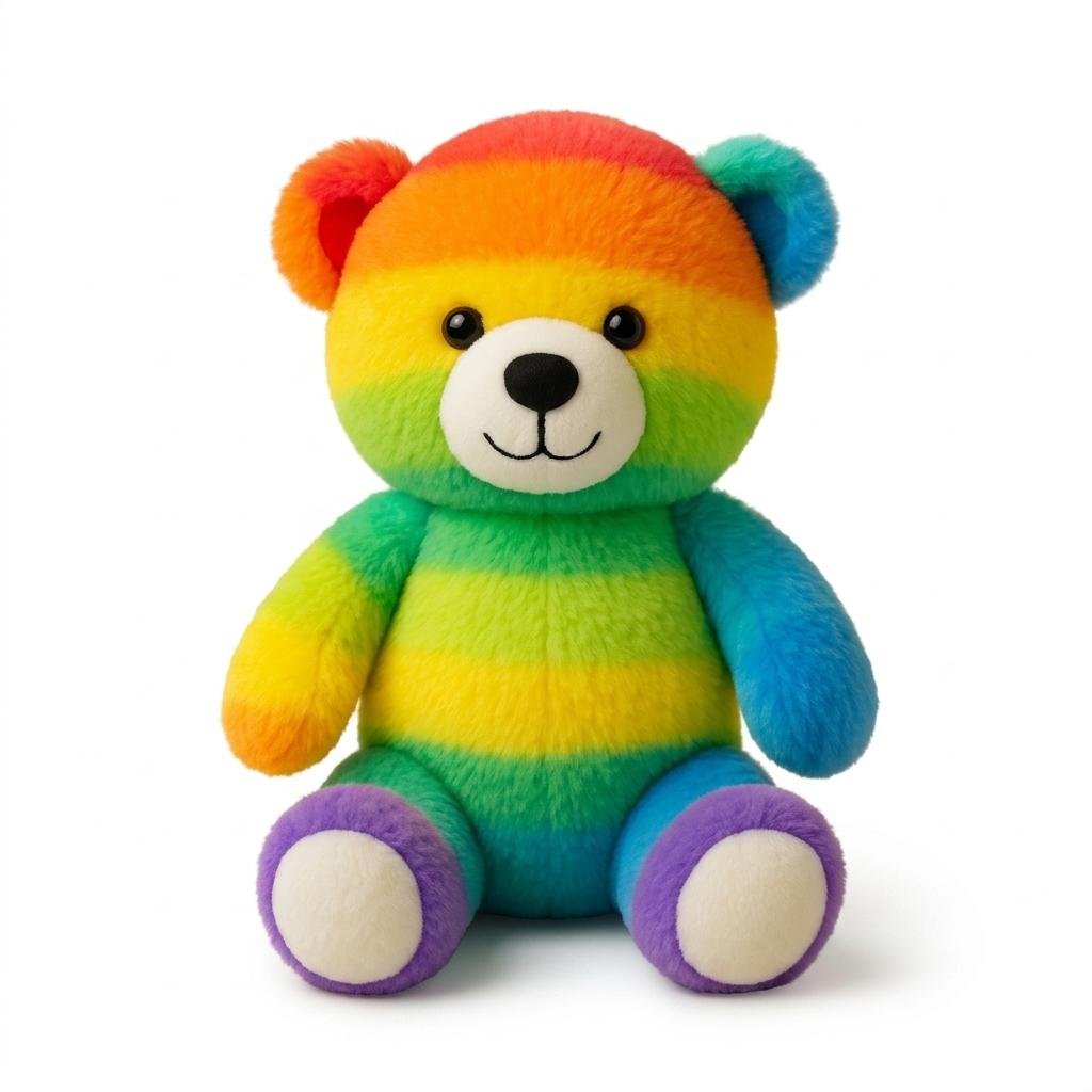 Rainbow Striped Plush Teddy Bear