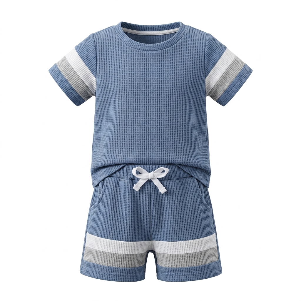 Kids Waffle Knit T-Shirt & Shorts Set