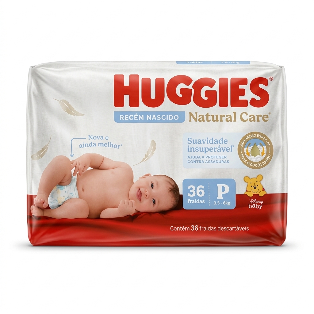 Huggies Natural Care Newborn Diapers P (3.5-6kg) 36 Count