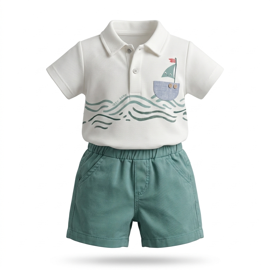 Baby Boy's Nautical Polo T-Shirt & Shorts Set