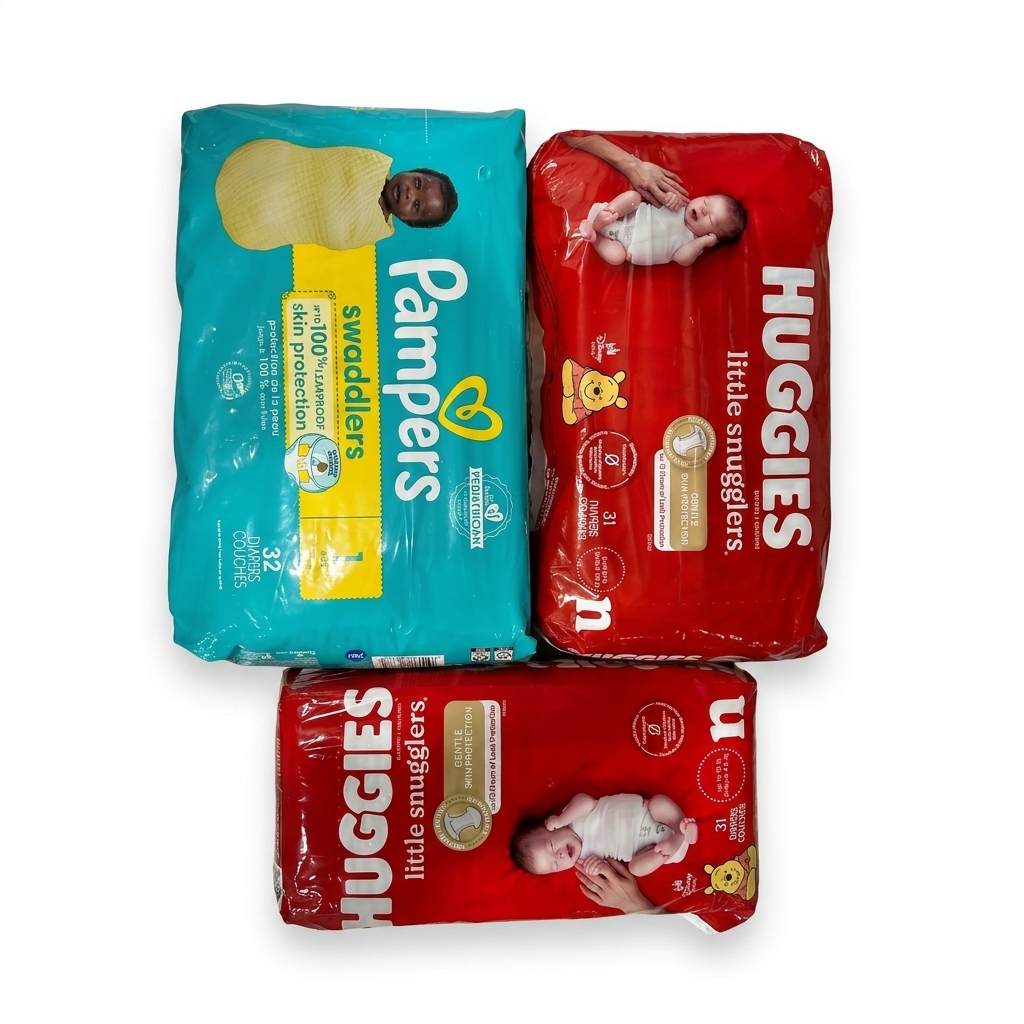 Pampers Swaddlers & Huggies Little Snugglers Diapers Combo