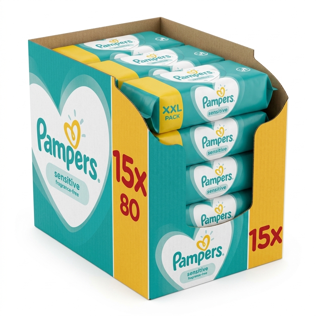 Pampers Sensitive Fragrance-Free Baby Wipes 15x80