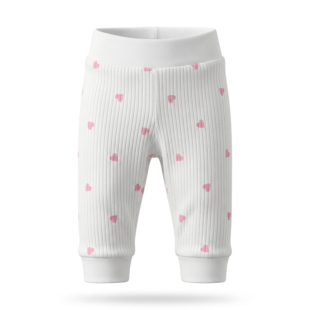 Baby Girls' Ribbed Heart Print Leggings