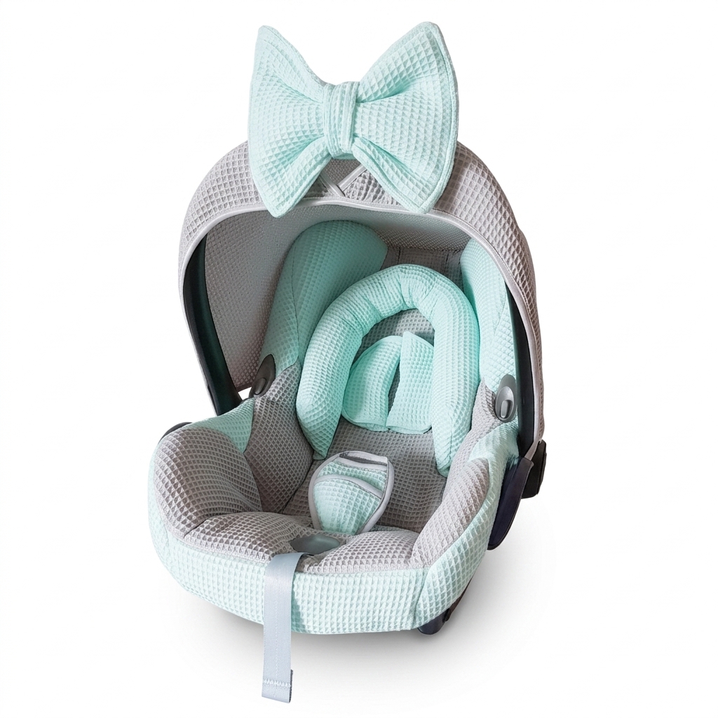 Waffle Knit Baby Car Seat with Bow