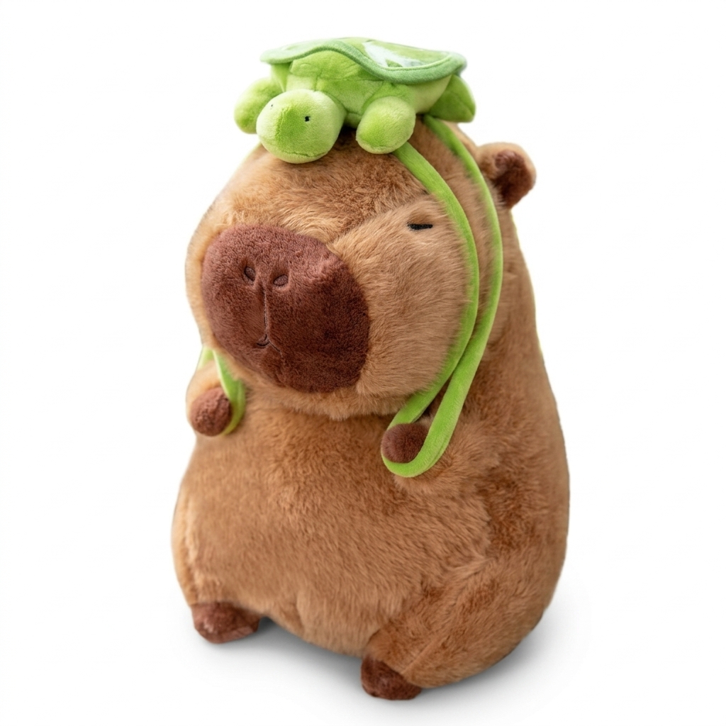 Cute Capybara Plush with Turtle Hat