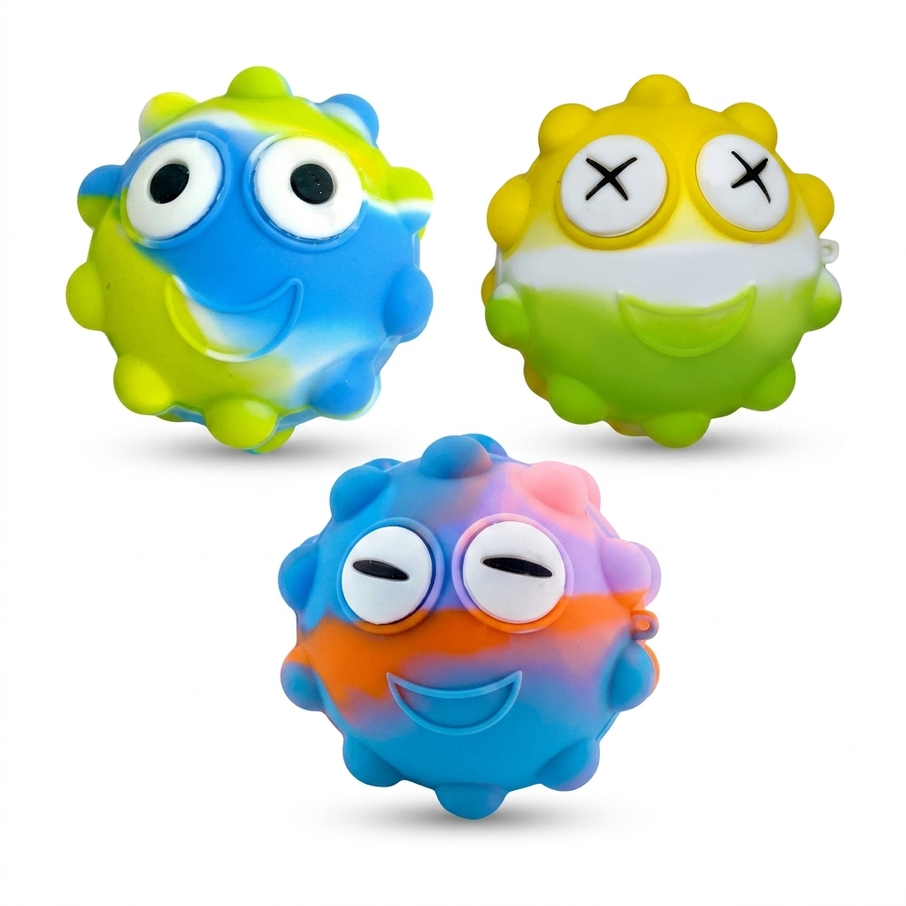 Vibrant Silicone Fidget Stress Balls (Set of 3)