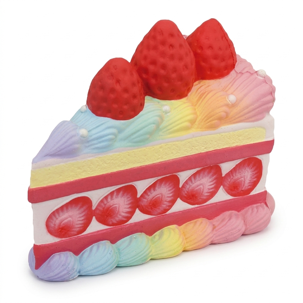 Rainbow Strawberry Cake Squishy Toy