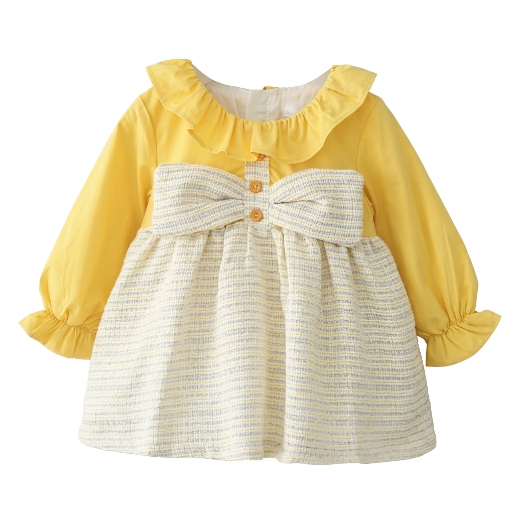 Baby Girl Yellow Ruffled Bow Dress