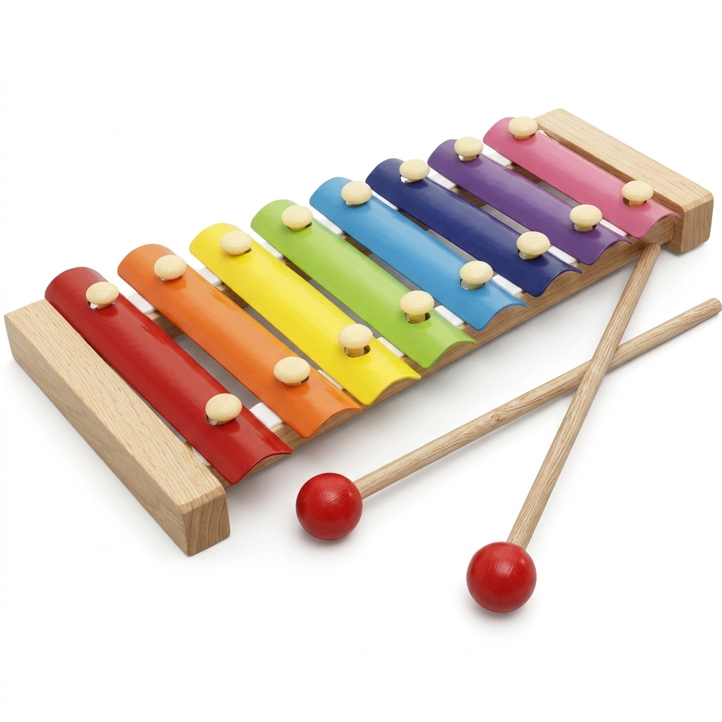 Kids Wooden Rainbow Xylophone Toy with Mallets