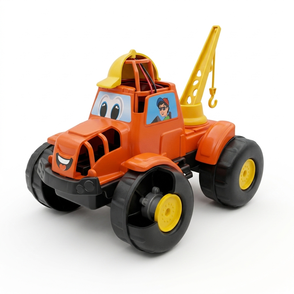 Orange Crane Truck Toy for Toddlers & Kids