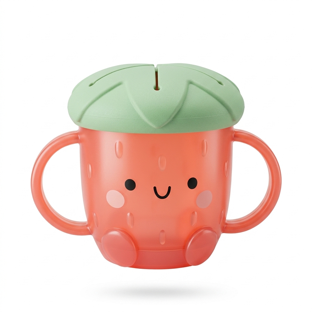 Kids Strawberry Snack Cup with Handles & Lid
