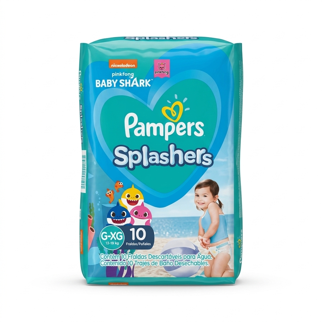 Pampers Splashers Baby Shark Swim Diapers G-XG 10 Count