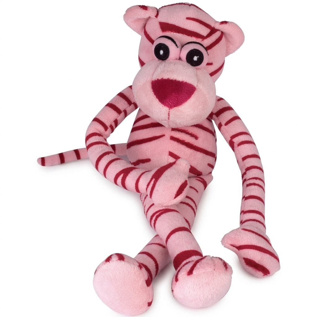 Pink Striped Plush Tiger Toy for Kids