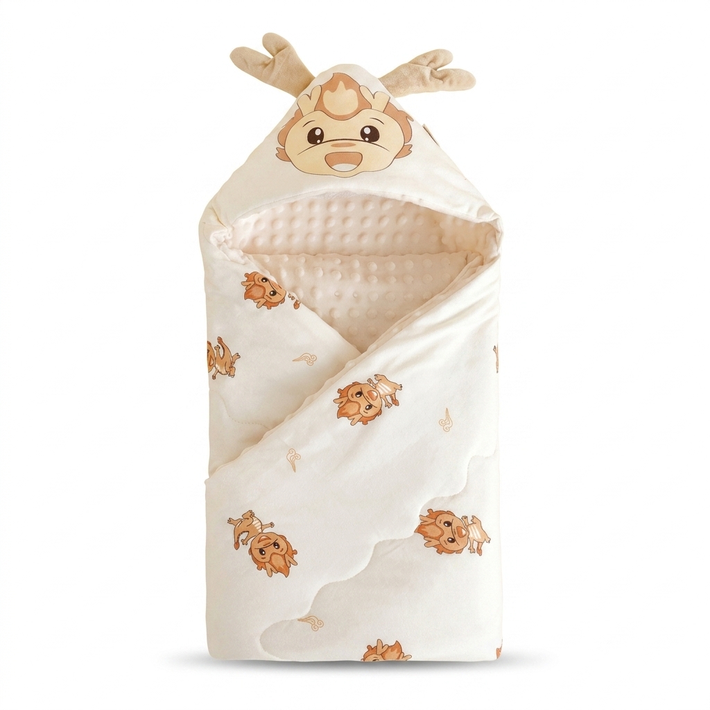 Cute Monkey Hooded Baby Swaddle Blanket