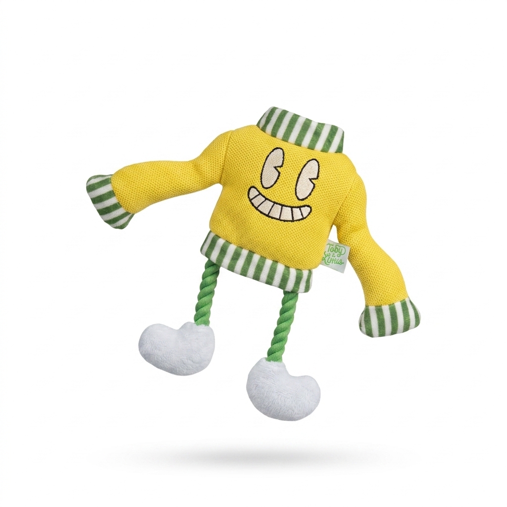 Yellow Sweater Plush Pet Toy with Rope Legs