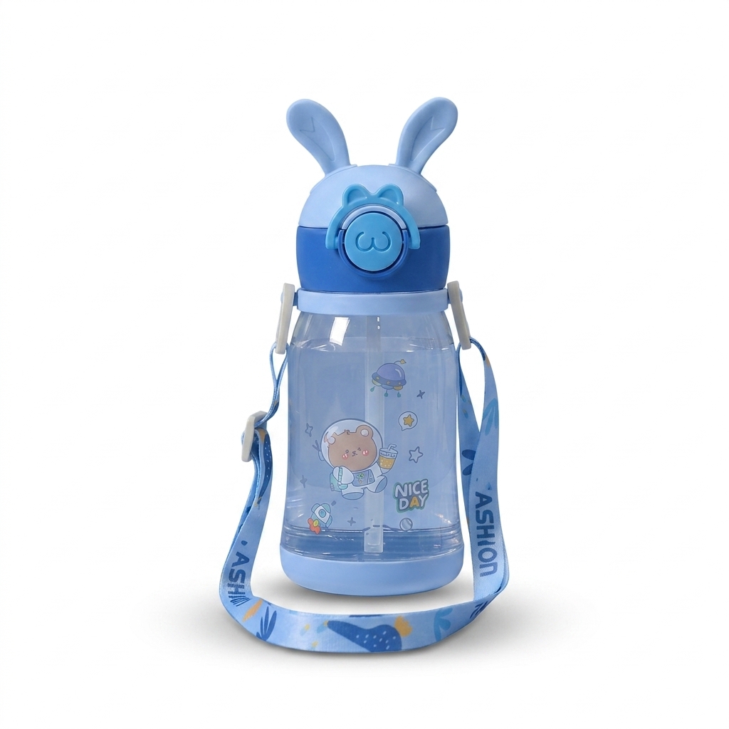 Blue Rabbit Kids Water Bottle with Straw & Strap