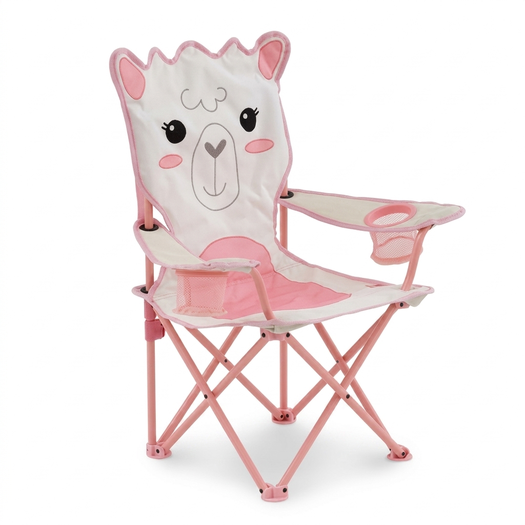 Kids Llama Folding Camp Chair with Cup Holder