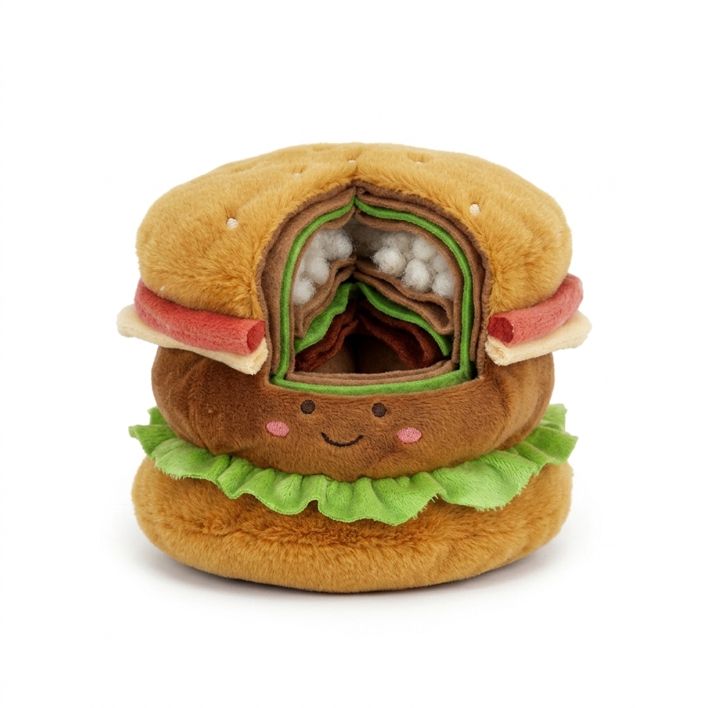 Cute Amuseable Burger Plush Toy | Soft Stuffed Food