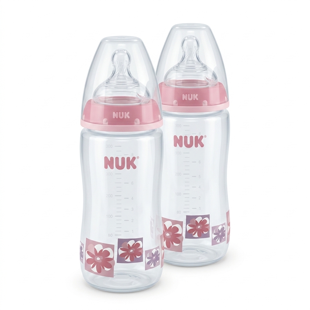 NUK Baby Feeding Bottles 300ml Pink Floral