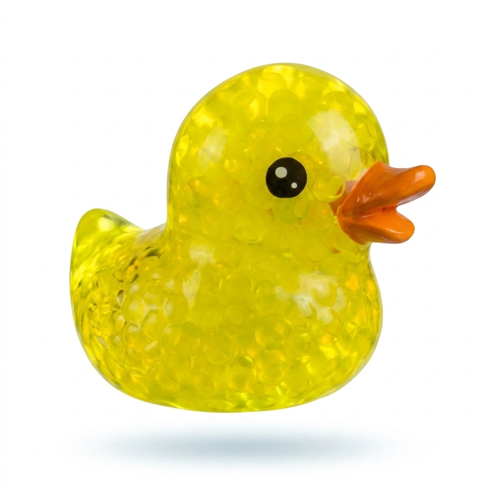 Yellow Gel Bead Rubber Duck Squeeze Toy