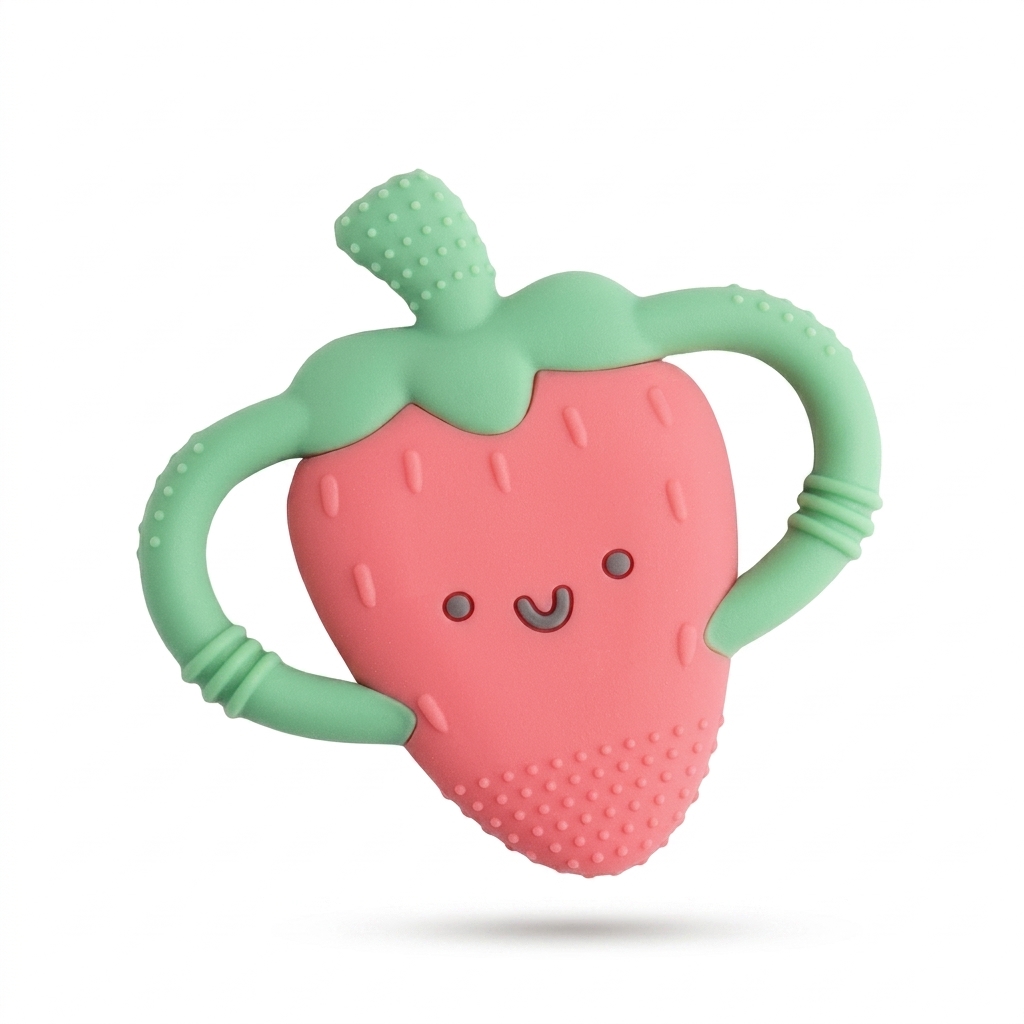 Strawberry Silicone Baby Teether for Infants