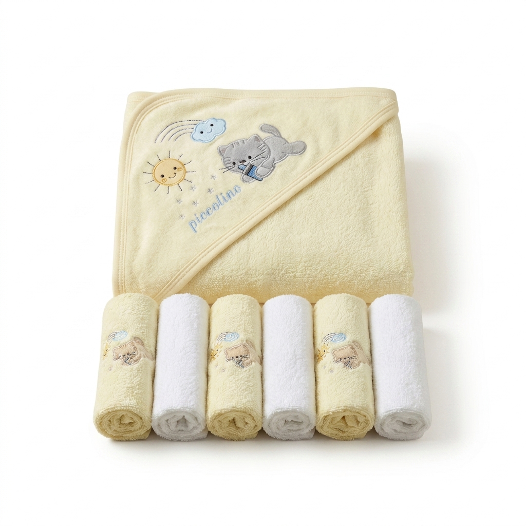 Piccolino Baby Hooded Towel & Washcloth Set