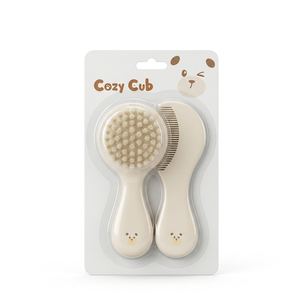 Cozy Cub Baby Hair Brush & Comb Set | Gentle Grooming