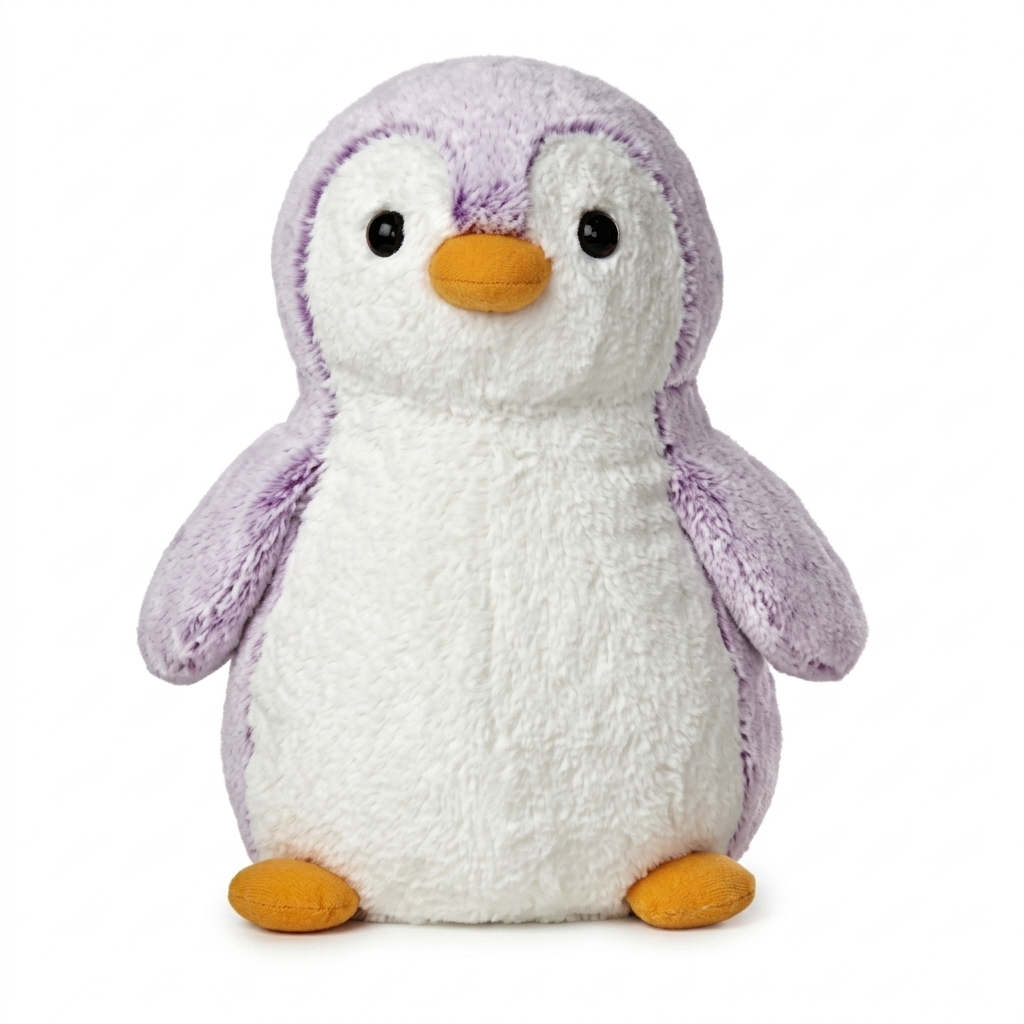 Purple & White Plush Penguin Toy for Kids