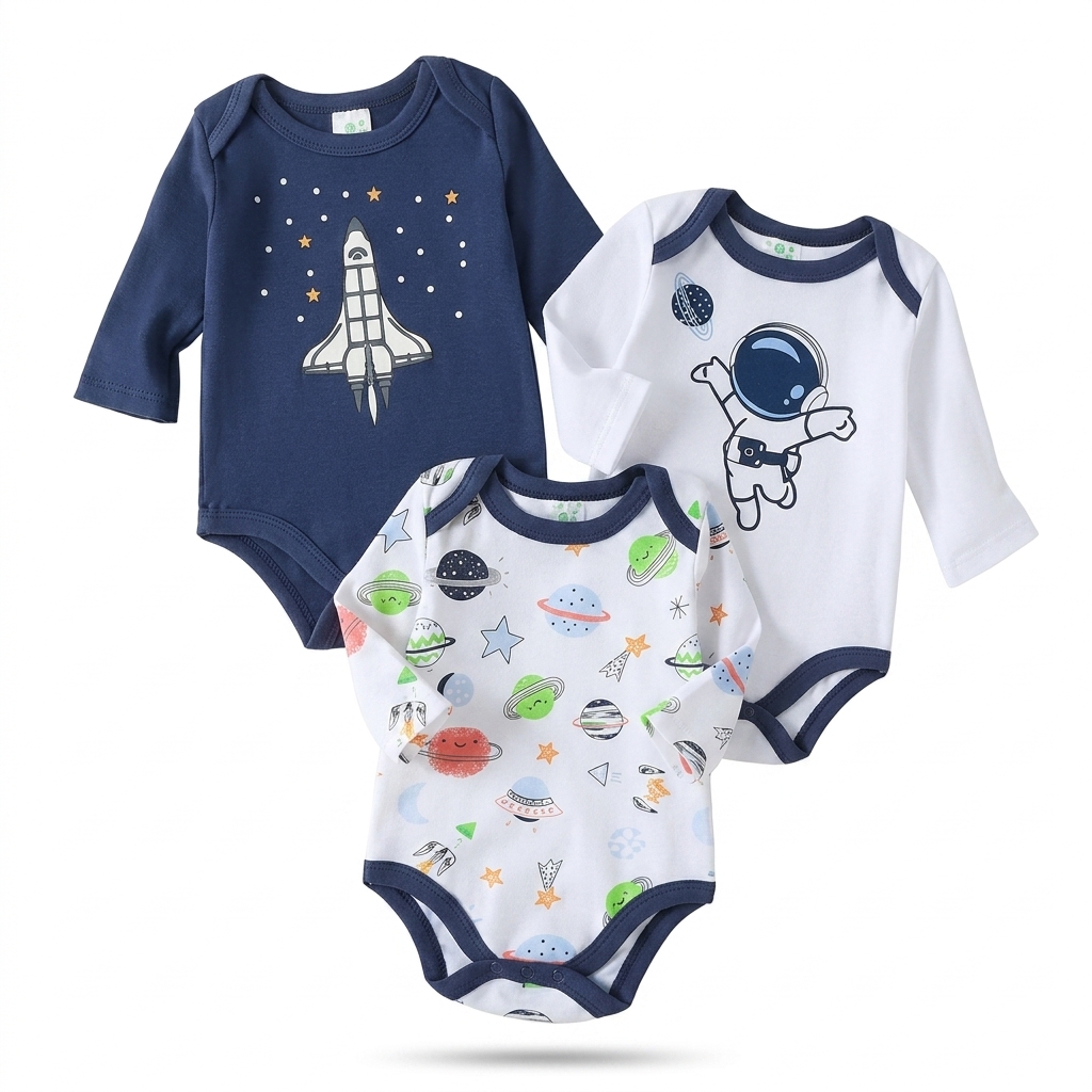 Baby Boys Space Bodysuits (Pack of 3)