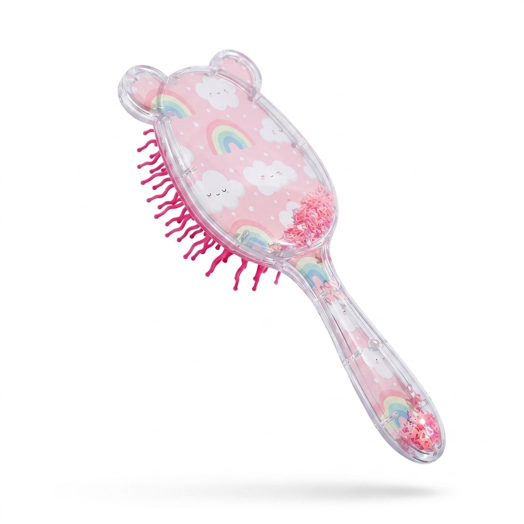 Kids Rainbow Cloud Glitter Hairbrush