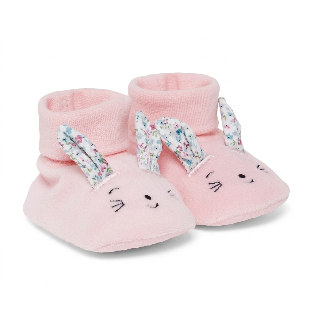 Pink Bunny Baby Booties for Infants