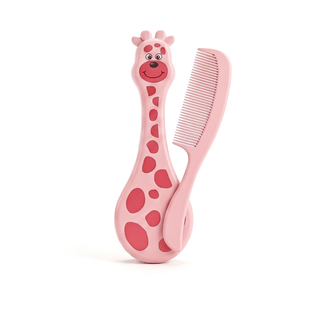 Pink Giraffe Baby Hair Brush & Comb Set