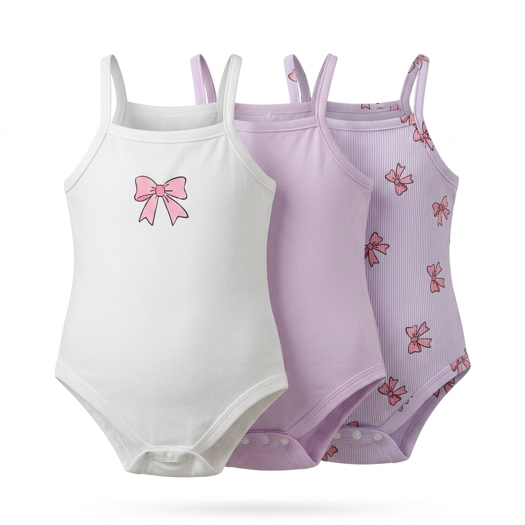 Baby Girls Cotton Bodysuits (Pack of 3)