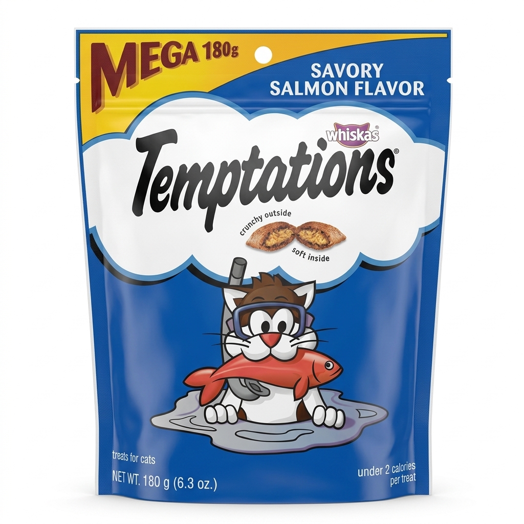 Temptations Mega Savory Salmon Cat Treats 180g