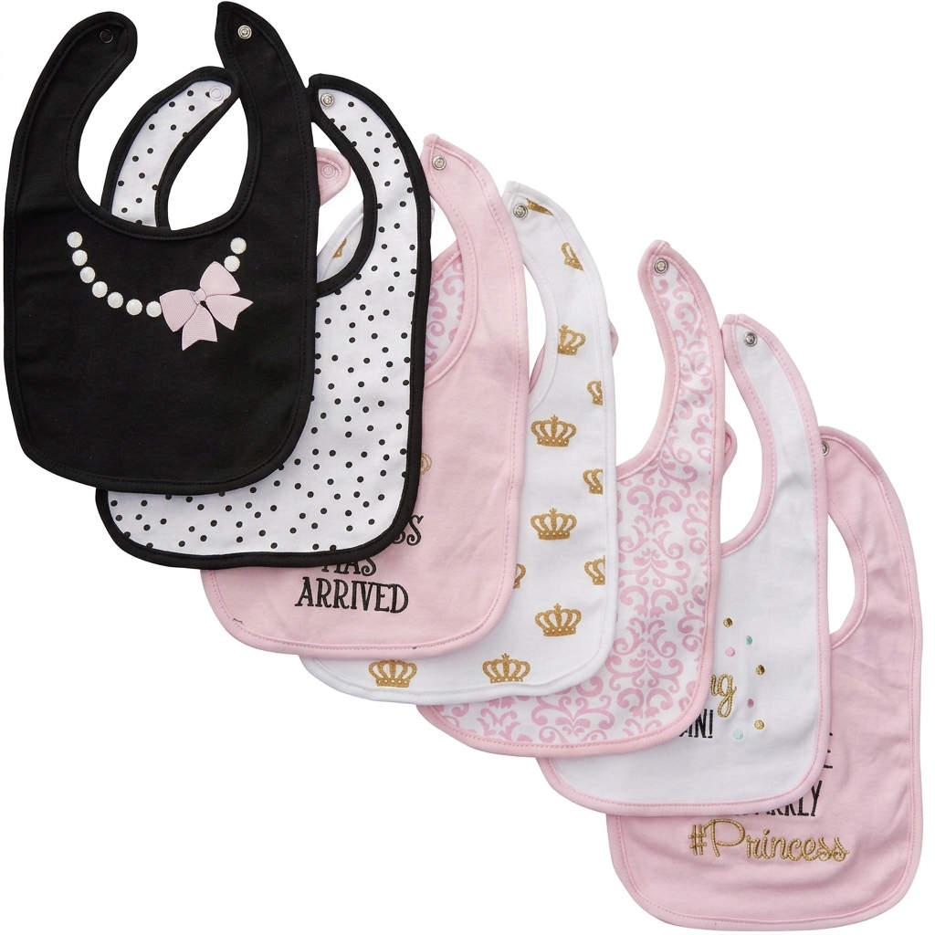 Baby Girl Princess Bibs Set - 6 Pack