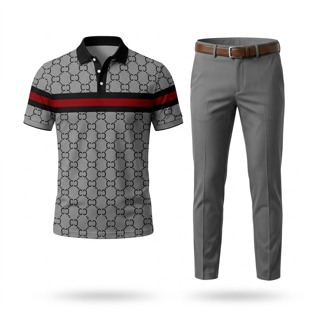 Men's Stylish Polo Shirt & Trousers Set